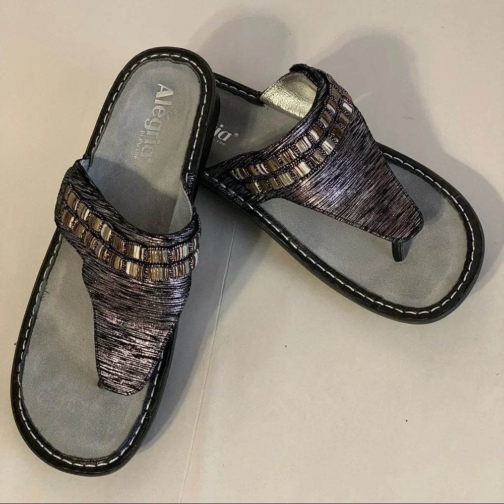 Alegria sandals excellent condition gray and black - Picture 7 of 8